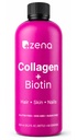 Zena Nutrition Liquid Collageen for Women & Men (Type 1 & 2) & 5000mcg Biotin, 2500mg Verisol Bioactive Collageen Peptiden, Hair, Skin, Nail Supplement, Mixed Berry, 60 Servings, 20,3 fl oz