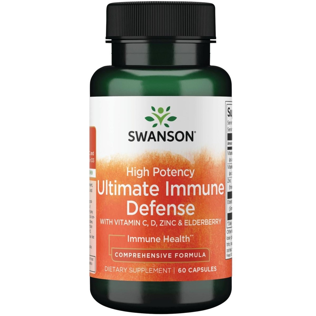 Swanson High Potency Ultimate Immune Defense with C, D, Zinc & Elderberry 60 Caps