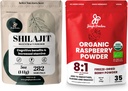 Jungle Powders Superfood Bundle: 5oz Raw Shilajit & 5oz Biologische Raspberry Powder Combo - Heren Energy Support, Immune Boost, USDA Certified Freeze-Dried Red French for Baking, Smoothies