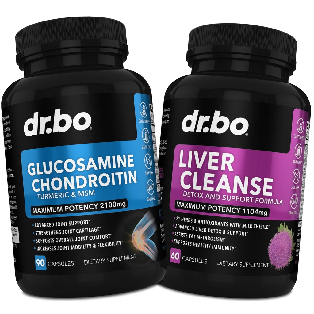 Glucosamine Chondroitin MSM Kurkuma & Lever Reiniging Detox - Joint Health Supplement Knie Bone Gezamenlijke, Lever Reiniging Detox Ondersteuning - Gezamenlijke ondersteuning Pillen Glucosamine Sulfaat Capsules Gedeelde Supplementen