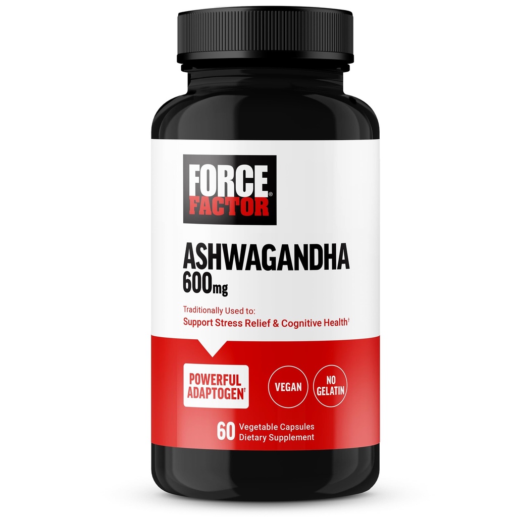 FACTEUR DE FORCE Suppléments Ashwagandha fabriqués avec de la poudre Vegan Ashwagandha premium, des adaptogènes pour soutenir le stress et la santé cognitive, sans gélatine, sans OGM, 60 capsules