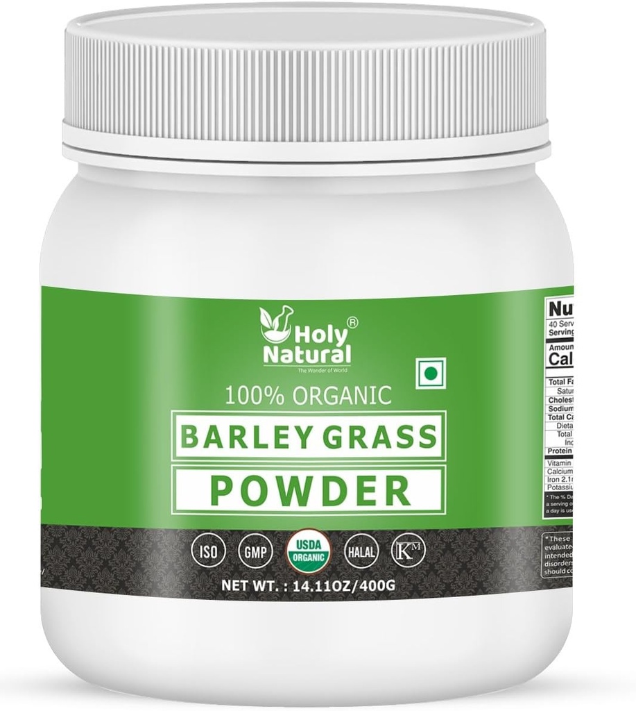 Biologische gerst Graspoeder -14.11 oz/400 gm, Pure&Natural I Nutritionally Compleet I Mix in Smoothie of Juice I Raw, Greenish Like bladeren, Geen conserveringsmiddel,Niet GGO