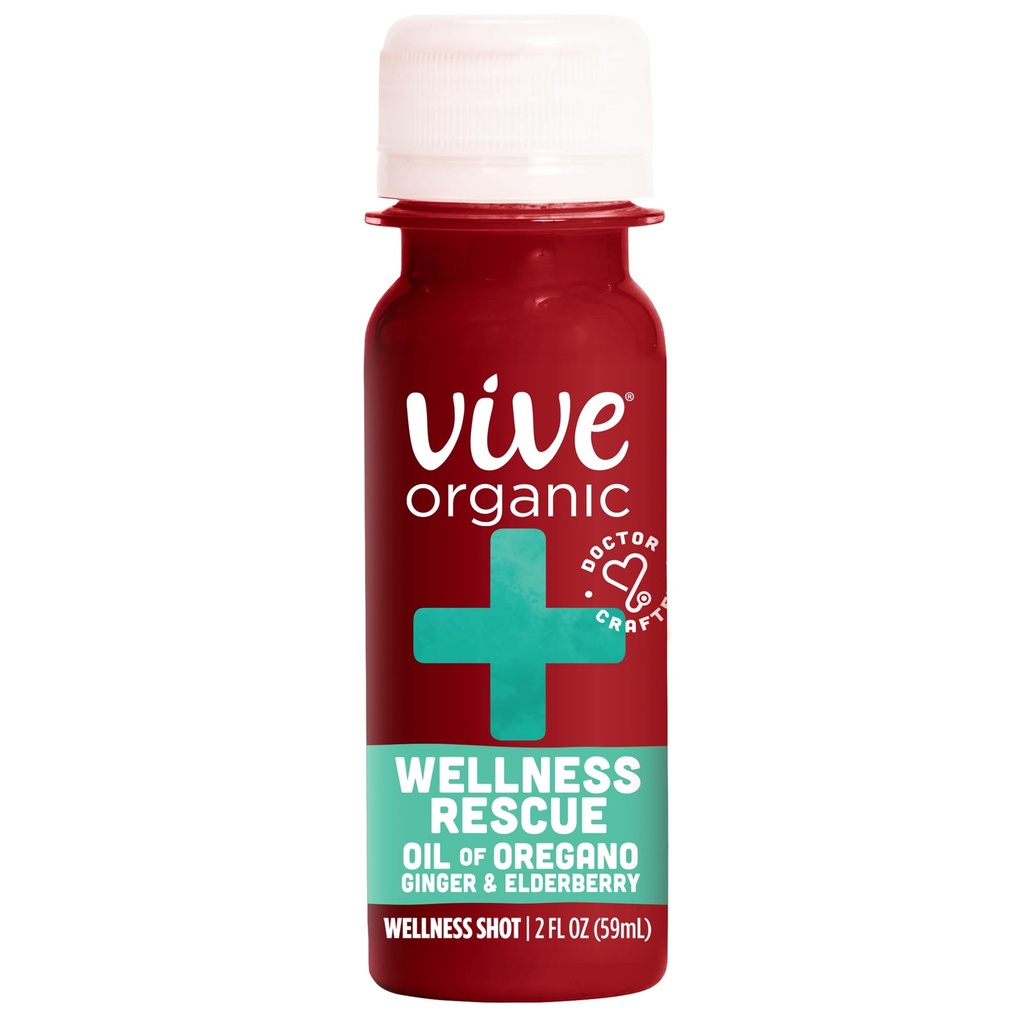 Vive Organic Wellness Rescue Shot, Ginger, Vlierbes & Oil of Oregano, 2 Oz