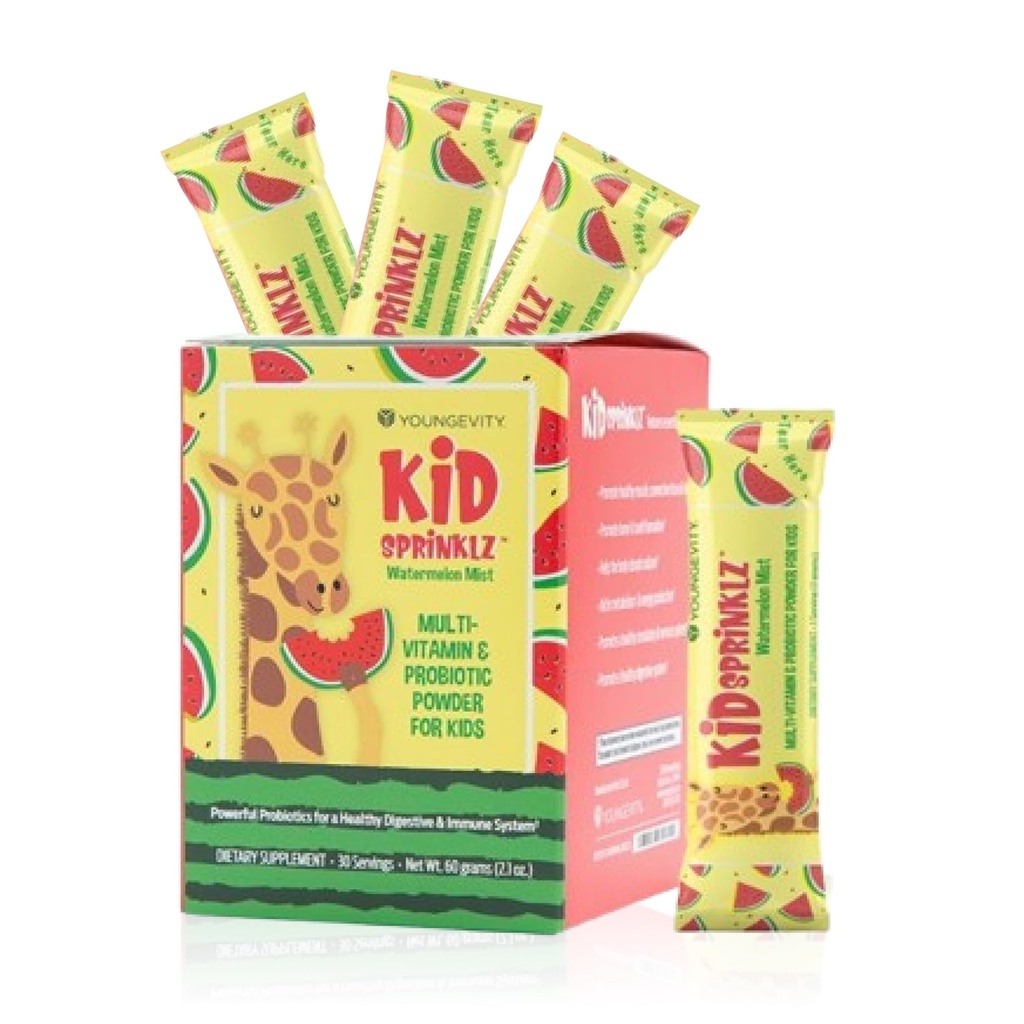 Youngevity Kidsprinklz Watermeloen Mist Multi-vitamine poeder - Kids Multivitamine & Peuter Multivitamine - Vitaminen, Mineralen, & Probiotica - 30 porties