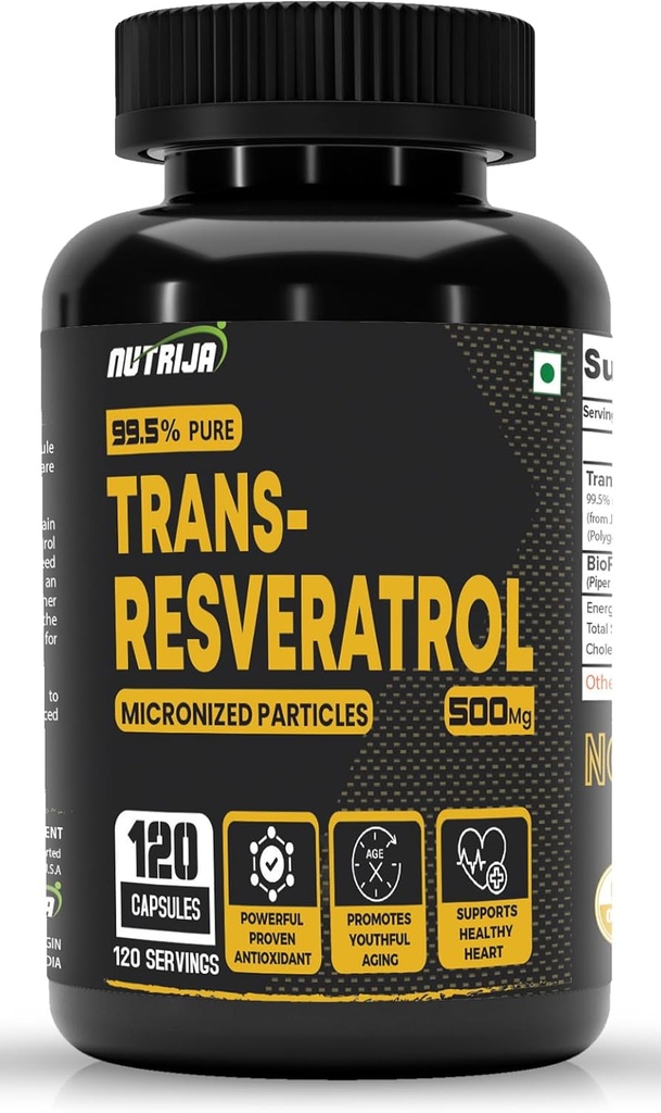 Trans Resveratrol 500MG Capsules - 99,5% Pure Micronized and Highly Bio available Supplement 