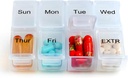 Pilule de voyage hebdomadaire cas organisateur pour la poursuite avec boîte de 7 jours amovible, récipient à pilule mode pour la médecine, vitamine, supplément