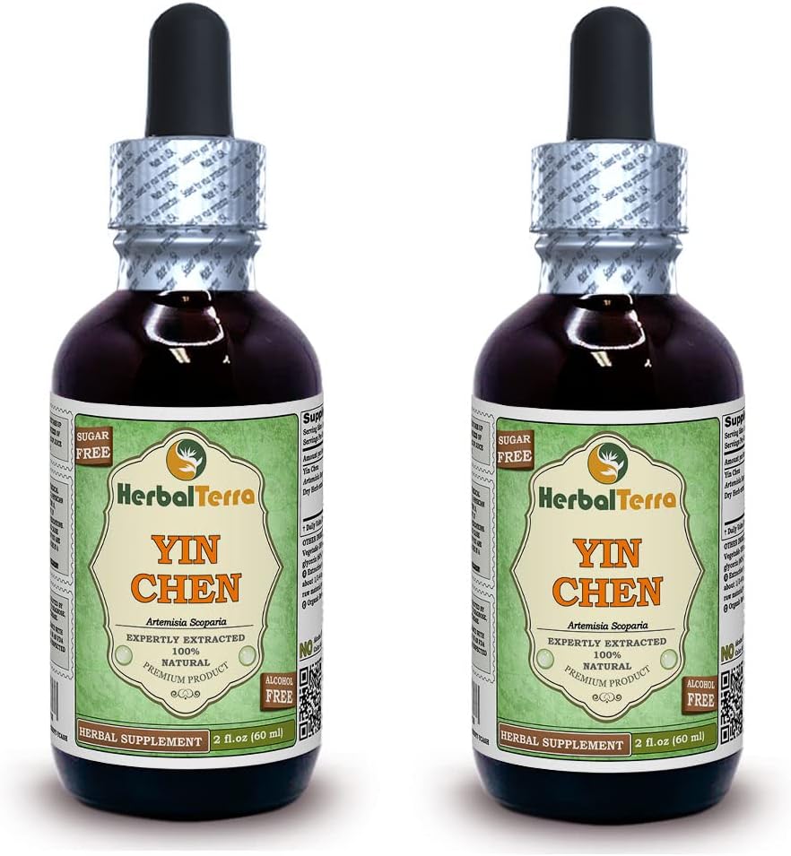Yin Chen, Capillary Wormwood (Artemisia Scoparia) Glycerite, gedroogd kruidenalcohol-FREE Liquid Extract (Grote naam: HerbalTerra, Trots gemaakt in USA) 2x2 fl.oz (2x60 ml)