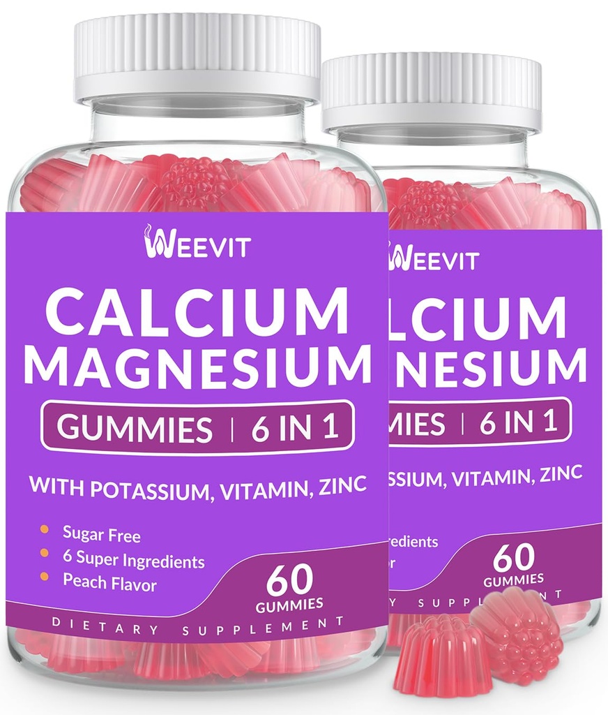 Suikervrij Calcium Gummies w/Vitamine D3 K2, Calcium Magnesium Zink Gummies for Bot, Muscle & Immune, Algen CA Magnesium 2:1 Ratio Calcium Supplement for Women & Men - Vegan