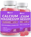 Suikervrij Calcium Gummies w/Vitamine D3 K2, Calcium Magnesium Zink Gummies for Bot, Muscle & Immune, Algen CA Magnesium 2:1 Ratio Calcium Supplement for Women & Men - Vegan