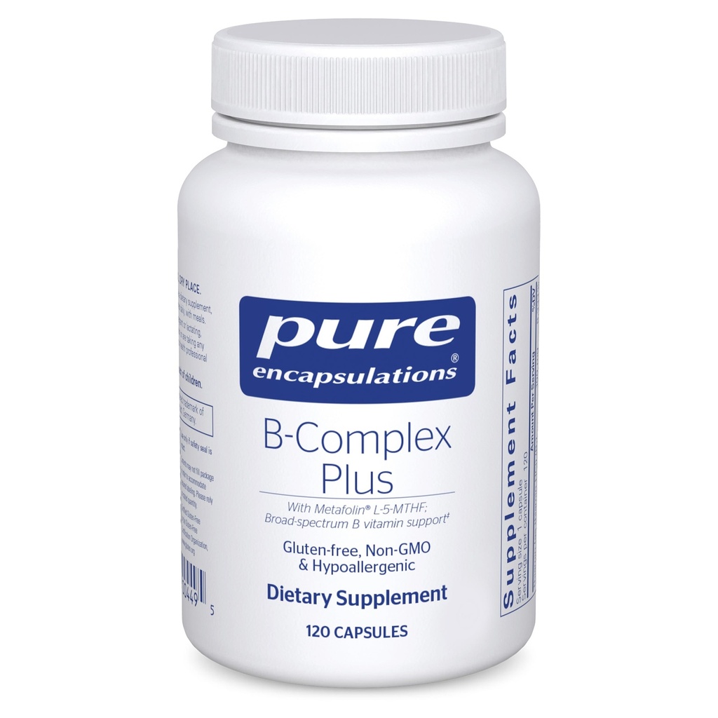 Pure Encapsulations B-Complex Plus - B Vitaminen Supplement ter ondersteuning van neurologische gezondheid, cardiovasculaire gezondheid, energieniveaus en zenuwstelselondersteuning* - met vitamine B12 & meer - 120 capsules