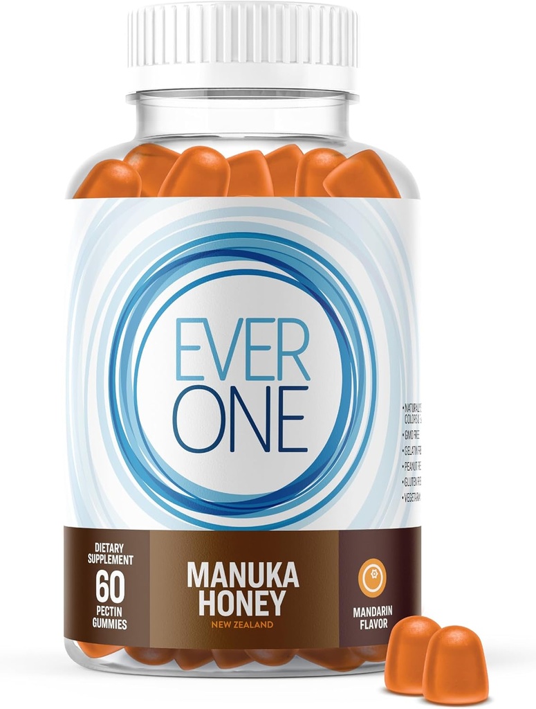 Ever One Manuka Honey Nieuw-Zeelandse Gummies - Natuurlijke Immune Support Supplement - Vegetarisch, Gelatine Vrij - Delicious Mandarin Flavored Immunity Gummy Vitaminen
