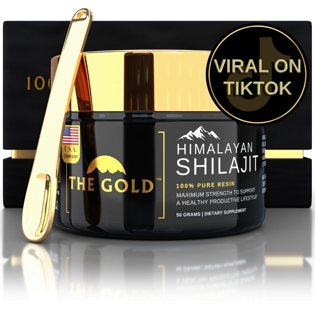 THE GOLD Shilajit Resin.Shilajit Pure Himalayan Organic Shilajit pour les hommes et pour les femmes Test de laboratoire aux États-Unis Grade A+ Tous les compléments alimentaires naturels avec acide fulvic + minéraux traces.