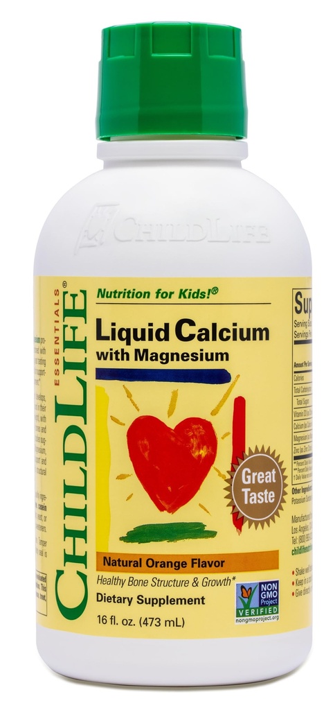 ChildLife Essentials Supplément de calcium liquide pour enfants - Baby Calcium avec magnésium, zinc et vitamine D3 - Arôme orange, 16 fl oz (1 pack)