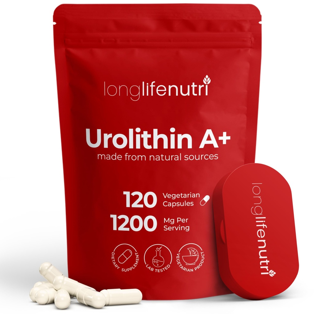 Urolithin A+ 1000mg Supplement - Geavanceerde Formule, 120 Vegetarische Capsules, 2-maand Supply, Granaatappelextract voor gezonde veroudering en duurzaamheid, Lab getest, biologisch, Made in USA