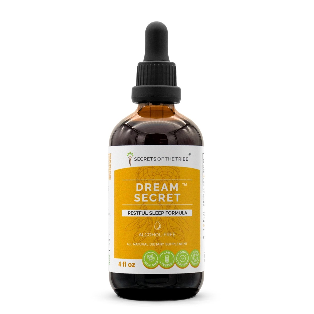 Secrets de la tribu - Dream Secret, formule de sommeil reposante, mélange de suppléments à base de plantes gouttes sans alcool extrait liquide (4 fl oz)