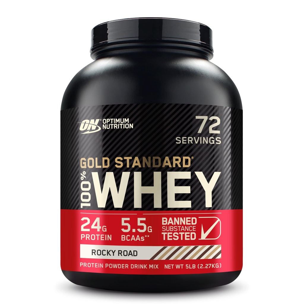 Optimale Voeding Gold Standaard 100% Wei Proteïne Poeder, Rocky Road, 5 Pond (Verpakking mei Vary)