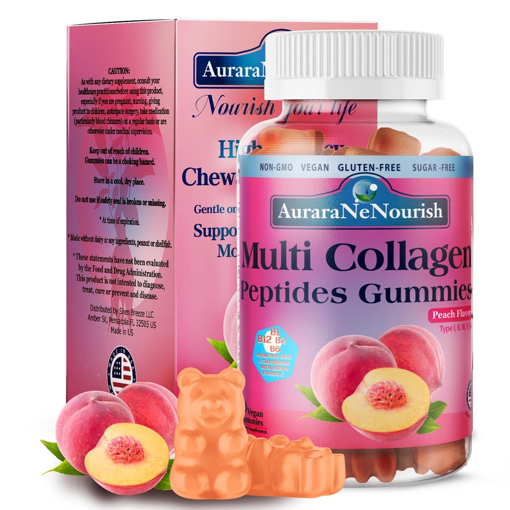 Multi Collageen Peptides Gummies, Sugar Free Gehydrolyseerd 5000mg Protein