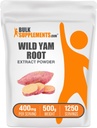 BulkSupplements.com Poudre d'extrait de Yam sauvage - de racine, supplément à base de plantes, supplément de Yam sauvage - sans gluten, 400mg par portion, 500g (1,1 lb) (paquet de 1)