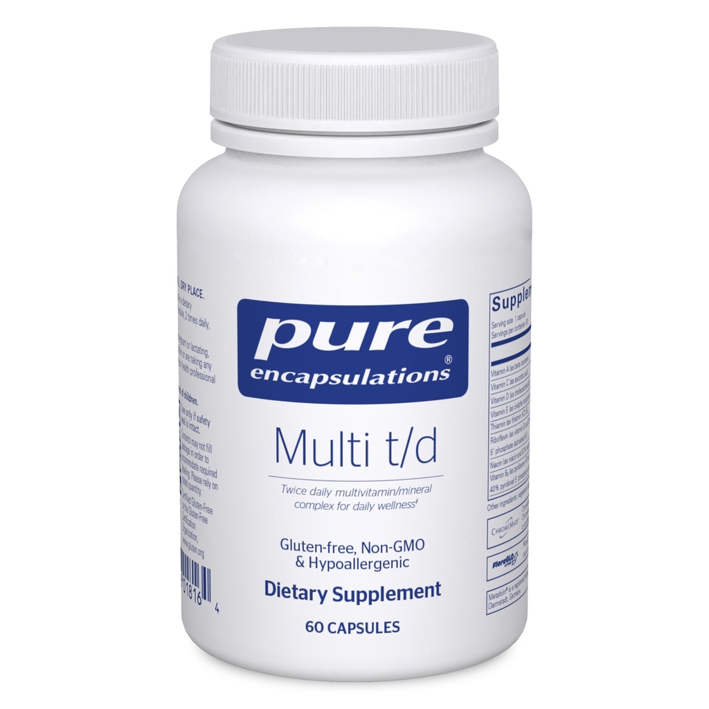 Pure Encapsulations Multi T/D - Multivitamine & Mineral Supplement - for Daily Wellness, Cardiovasculaire & Immune Health* - Rich in Vitaminen & Minerals - Glutenvrij & Vegetarian - 60 Capsules
