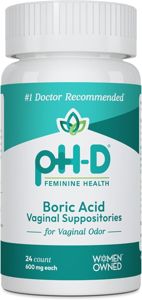pH-D Vrouwelijke gezondheid - 600 mg Boorzuur Zetpillen - Vrouw Bezit - voor Vaginaal Odor Gebruik - 24 Tel.