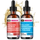 Collageen Mojo Liquid Collageen Peptides with Sea Moss, Burdock Root & Bladderwrack + Liquid Collageen Peptides with Ashwagandha, Elderberry & L-Theanine