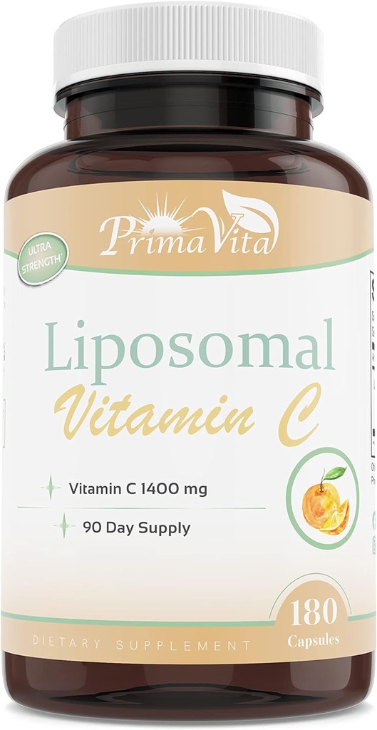 Vitamine Liposomique C 1400mg Capsules, Supplément de soutien immunitaire, Supplément de vitamine Liposomique et de vitamine Liposomique Soluble de gras C (180 Capsules)