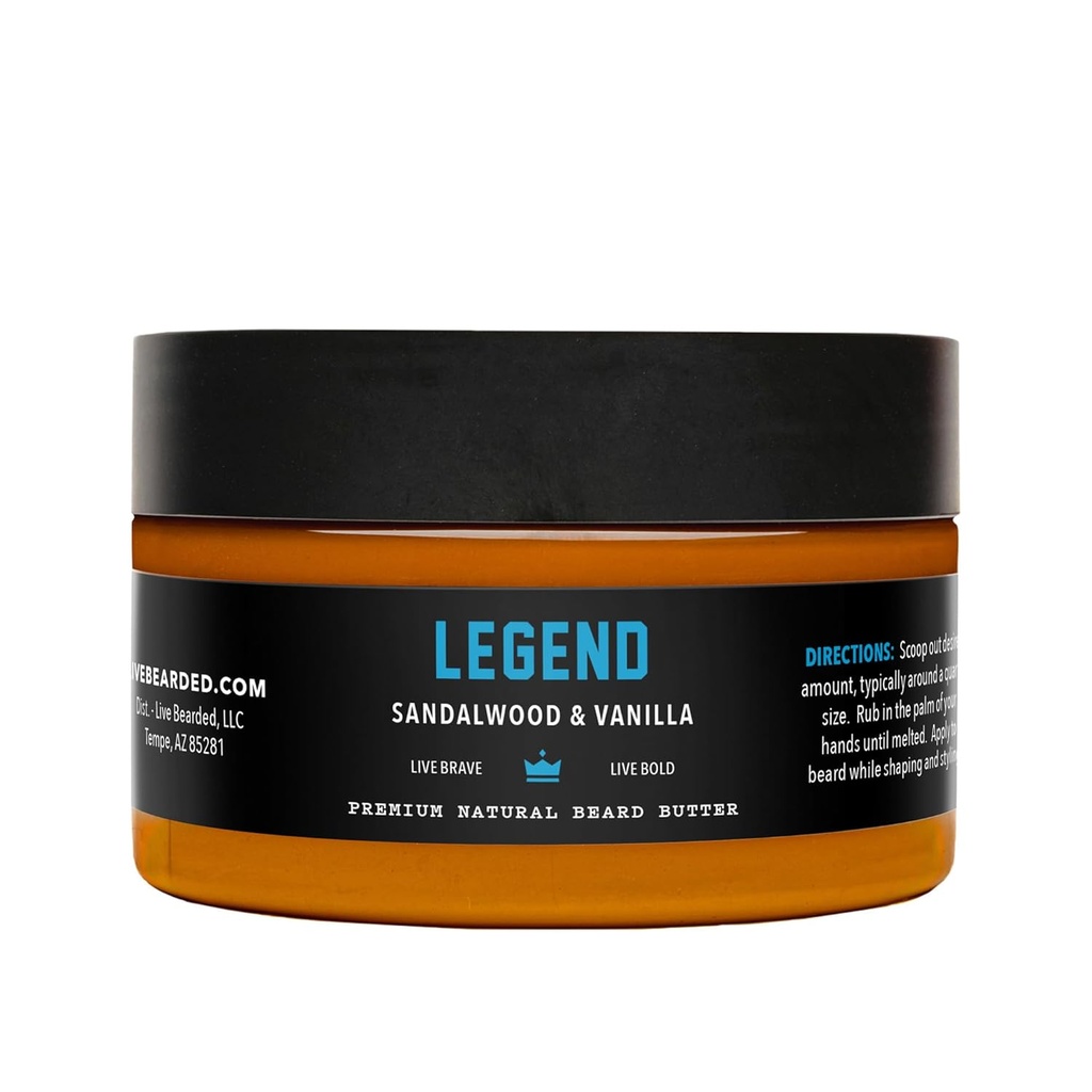 Live Bearded Beard Butter, 3 fl oz - Made in the USA - All-Natural Leave-in Conditioner and Softener with Shea 