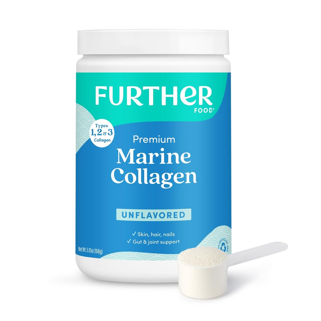 Verder voedsel Ongearomatiseerde Marine Collagen Peptides Powder, Wild-Caught Duurzaam Gebronst Vis, Gehydrolyseerd Type 1, 2 & 3, 12g Proteïne, 5.93 Oz