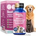 Weight & Thyroid Ondersteuning voor honden en katten, natuurlijke oplossing voor hongerbeheersing, voedingsondersteuning, optimale schildklierfunctie, effectief honden- en kattengewichtverlies, 400 reukloze, smaakloze pillen