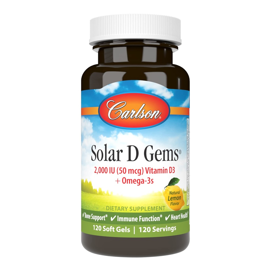 Carlson Labs Solar D Gems Vitamine naturelle D3, 2000 UI, 120 Softgels