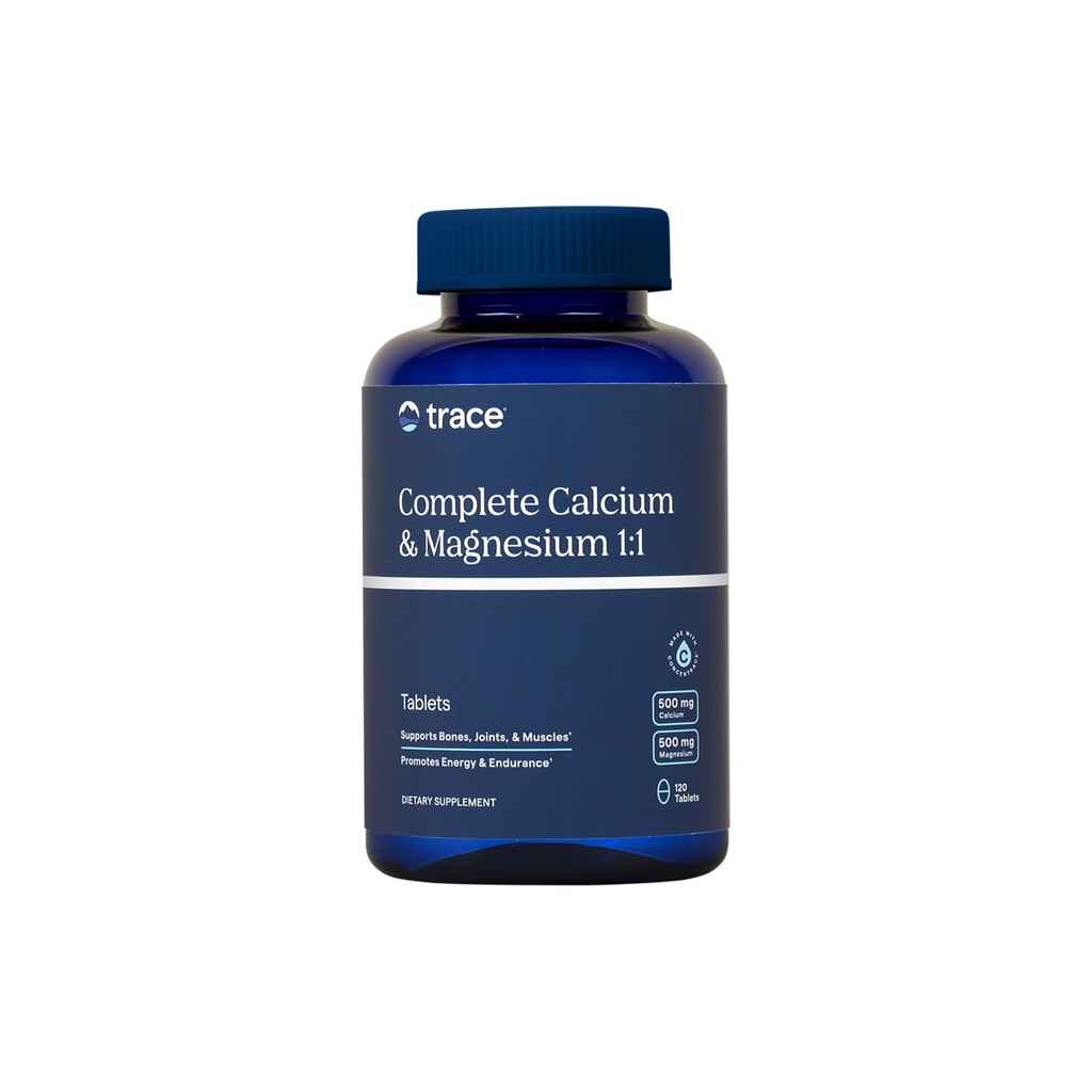 Trace Minerals Complete Calcium & Magnesium 1:1 - Dieetsupplement voor Bone Health & Energy Support - Mineral Supplement to Aid Immune Health - Formula with Sea Minerals - 120 Tablets (30 Servings)