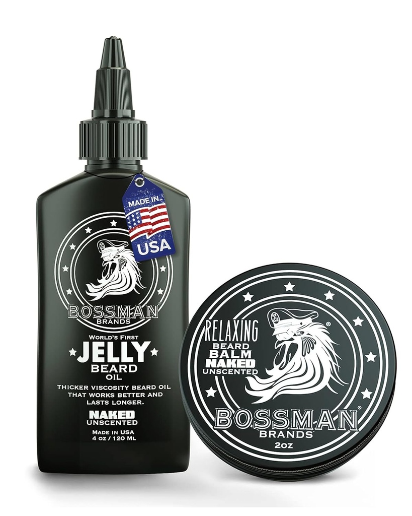 Bossman baard olie Jelly en ontspannende baard balsem combo- naakte geur