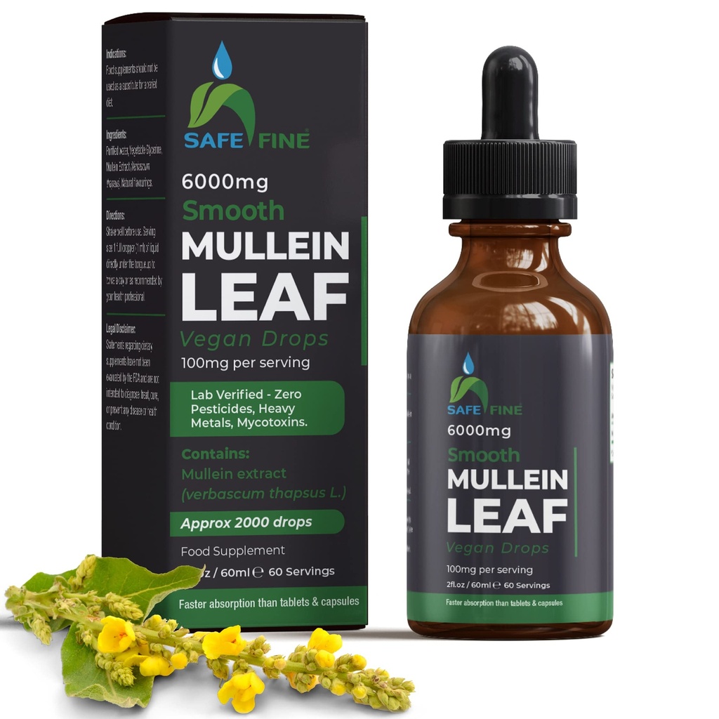 Gouttes de teinture de Mulléine biologique pour la santé respiratoire – soutien respiratoire naturel, sans alcool, végétalien, sans OGM, extrait à base de plantes, 2 fl oz (60ml) aide naturelle au sommeil et soutien immunitaire