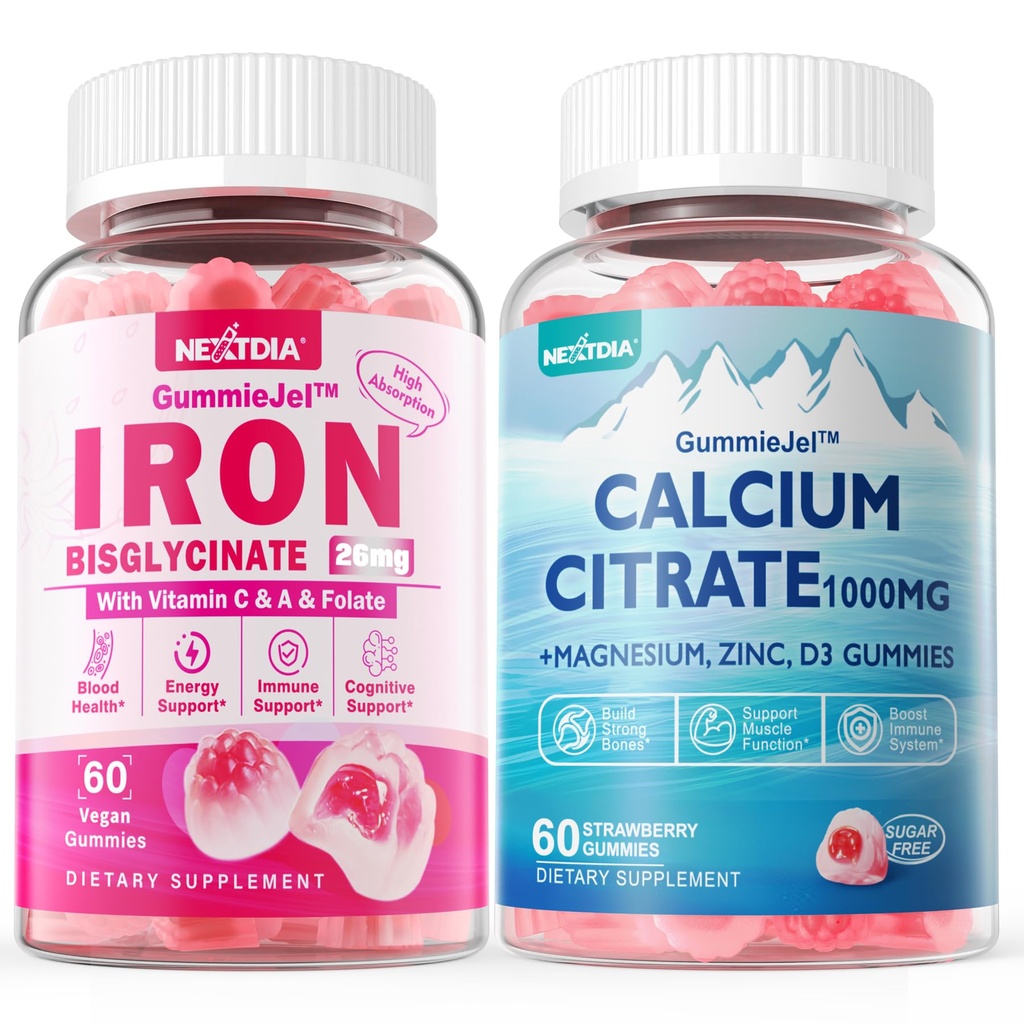 Calcium citraat 1000mg Gevulde Gummies + Iron Bisglycinate 26mg