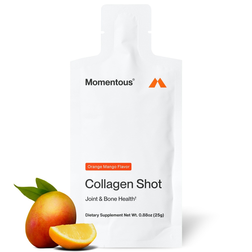 Momentus Collageen Shot Supplement - Gehydrolyseerde Bovine Collageen & Vitamin C om te helpen ondersteunen Joint, Bone, & Connective Tissue Health - NSF Certified for Sport - Mango Orange - 25g/Serving - 15 Servings