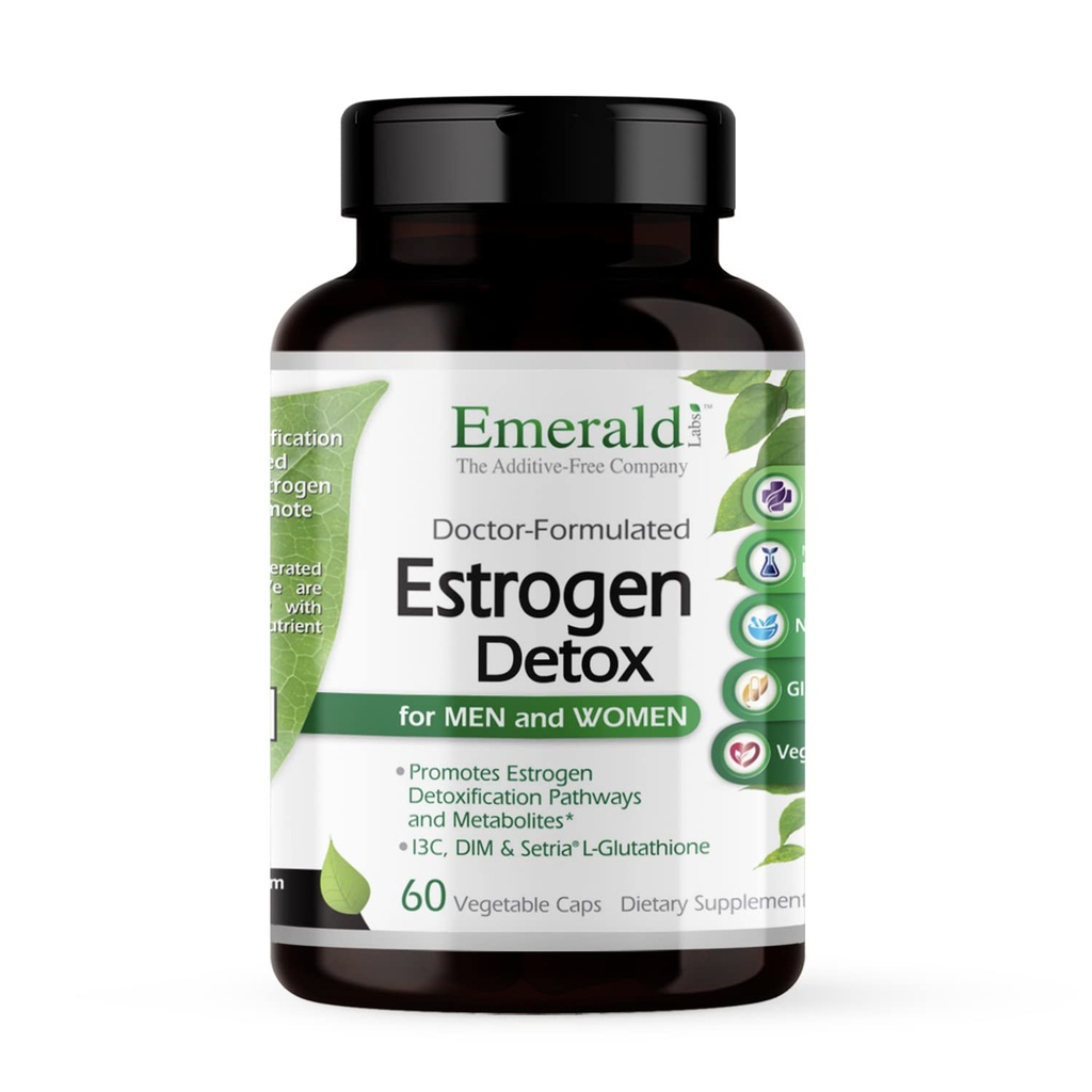 EMERALD LABS Estrogeen Detox - Ondersteunt Hormone Balance voor vrouwen en mannen* - Inclusief I3C, DIM & Setria L-Glutathione - Veganistisch, Glutenvrij - 60 plantaardige Capsules (30 dagen)