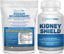 Bouteille de supplément bio bicarbonate de sodium alcalin: 2LB poudre pour l'alcalinité, le neutralisant acide et le soutien du rein + 120 capsules Bouclier rein pour la santé du rein, le nettoyage et le soutien Omega 3