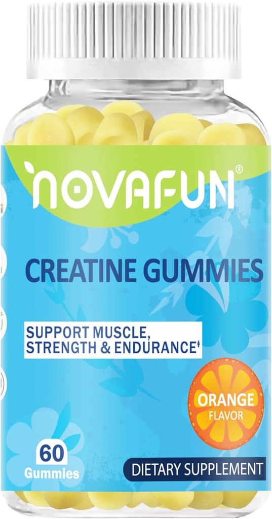Creatine Supplementen, 1500mg Creatine Monohydraat voor spierkracht, duurzaamheid, workout prestaties, vegetarisch & Glutenvrije, oranje smaak, 60 Tel.