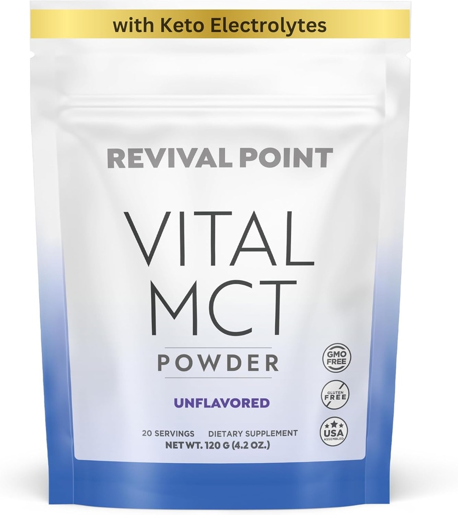 Premium Unflavored MCT Oil Powder met Keto Electrolytes- Creamer voor koffie, thee en Shakes- Inclusief 15x Bio available Chroom Picolinaat, C10 en C8 MCT Oil Afgeleid van Kokosnoten