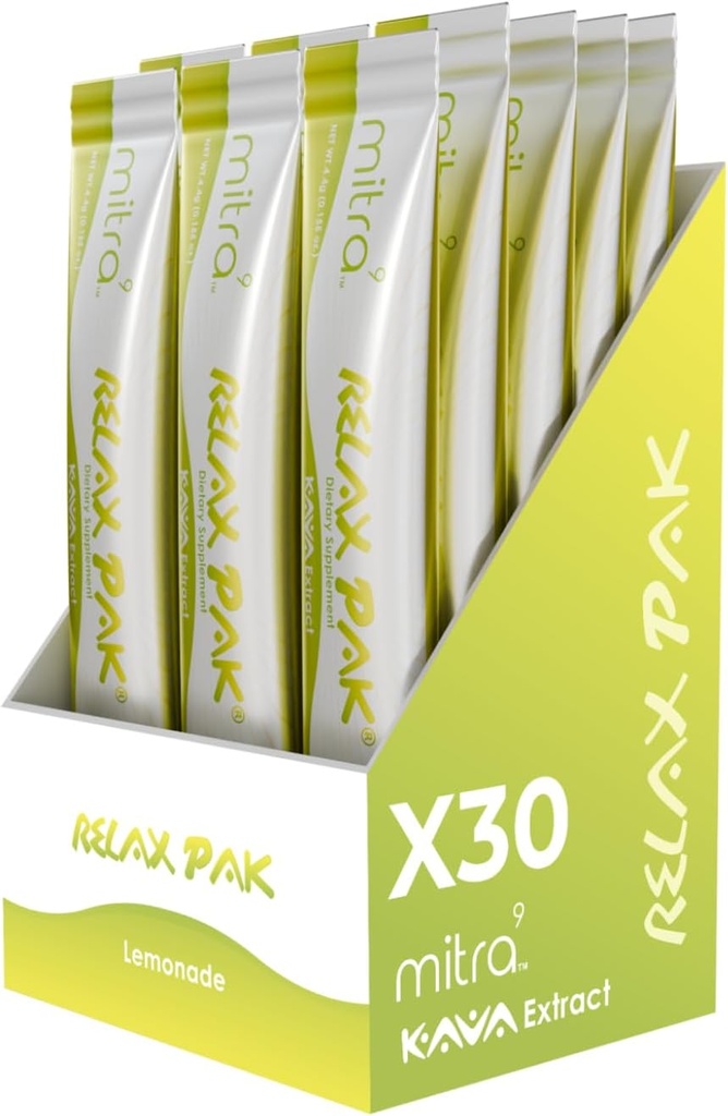 Mitra9 Kava Powder RelaxPak - Lemonade Kava Extract Powder Packets Enhancer (en anglais seulement) Enhancer (en anglais seulement) Plant Based (en anglais seulement)