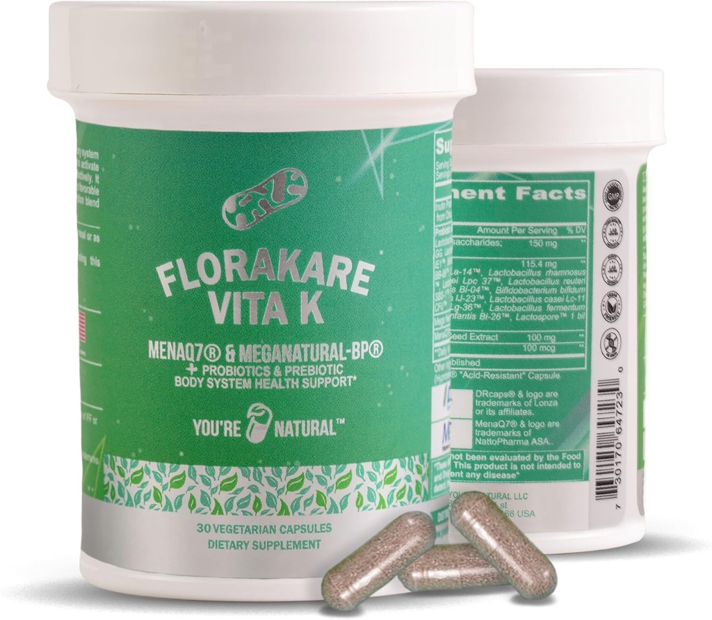 Florakare, Senioren Premium All In One - Bone Health, Blood Flow, Digestieve & Gut Support for Women & Men, Vitamin K2, Grape Seed Extract Plus Lactobacillus and 12 Geregistreerde Probiotica - 30 Day Supply