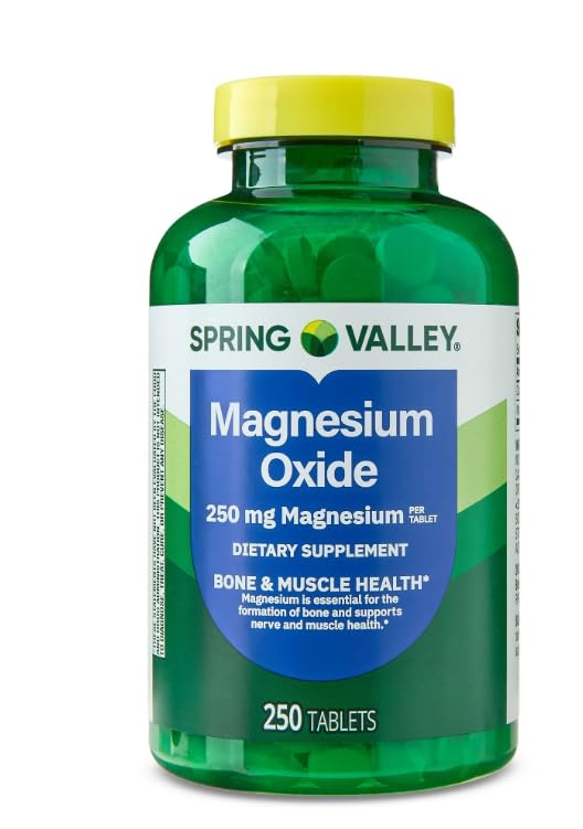 Spring Valley, Magnesium 250 mg, 250 Count Tablets, Bot & Muscle Health, Magnesium Tablets, Dieetsupplement +Sticker Dri Store