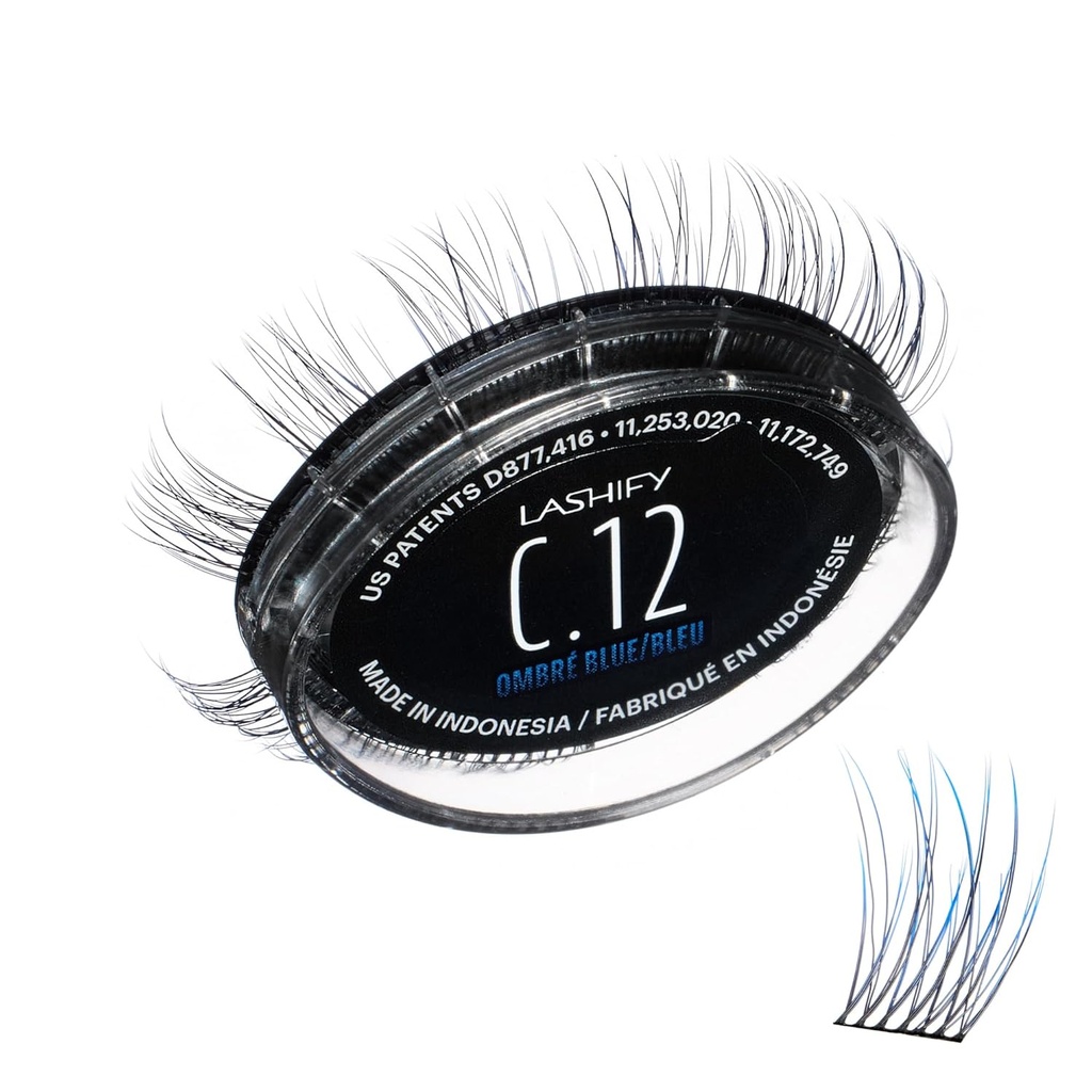 Lashify Curl 12mm Gossamer wimper uitbreidingen vullen in Ombre Blue, gemakkelijk DIY Valse wimpers voor een natuurlijke look