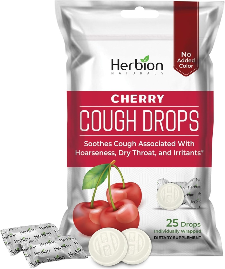 HERBION Naturals Toux gouttes avec saveur de cerise naturelle, complément alimentaire, Toux apaisante, pour les adultes et les enfants de plus de 6 ans, 25 gouttes, Pas de saveur artificielle, Pack de 1