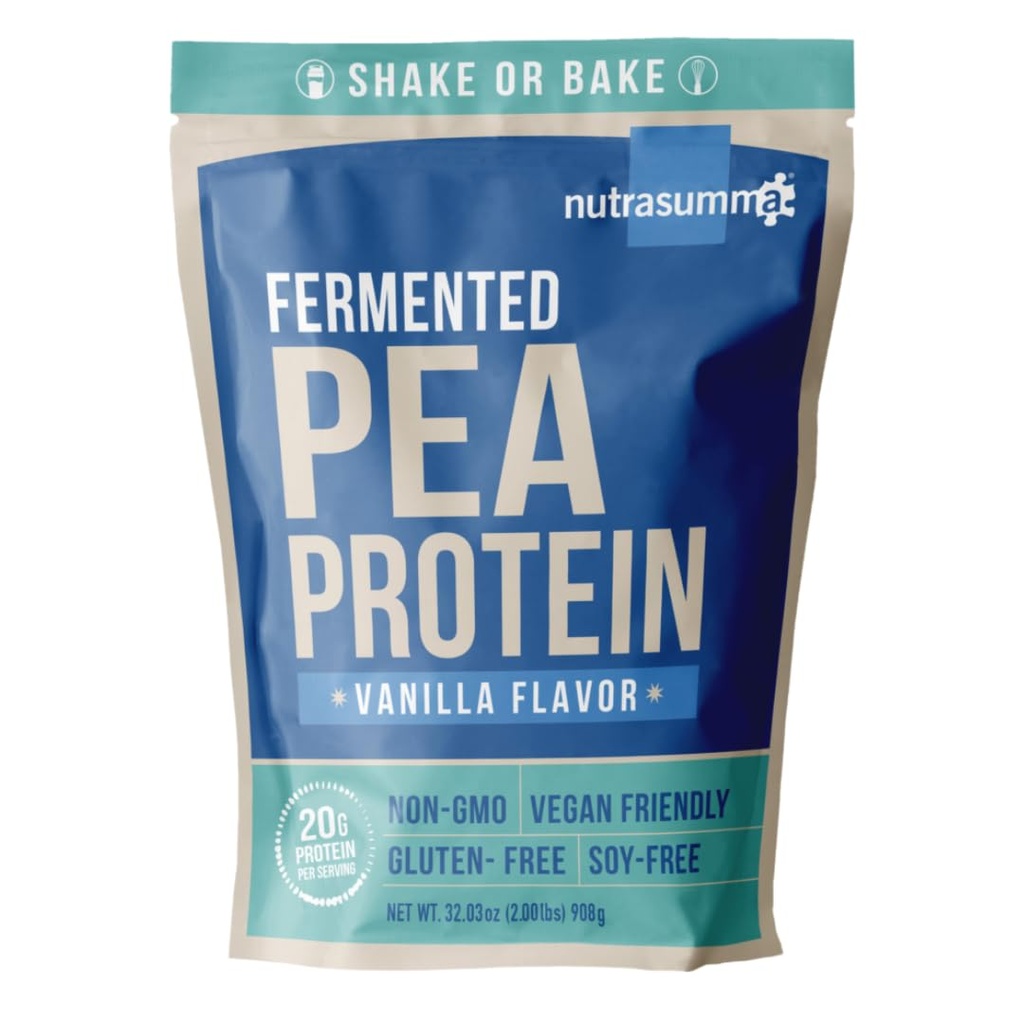 Poudre de protéines de pois Nutrasumma, Vanilla Flavor végétalien, 100% à base végétale, sans édulcorants artificiels, sans OGM, sans gluten et sans soja, 2 LB