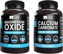 Pure Original Ingrediënten Calcium Carbonaat en Magnesiumoxide bundel, 365 Capsules Elke, Geen Fillers, Alwasy Pure