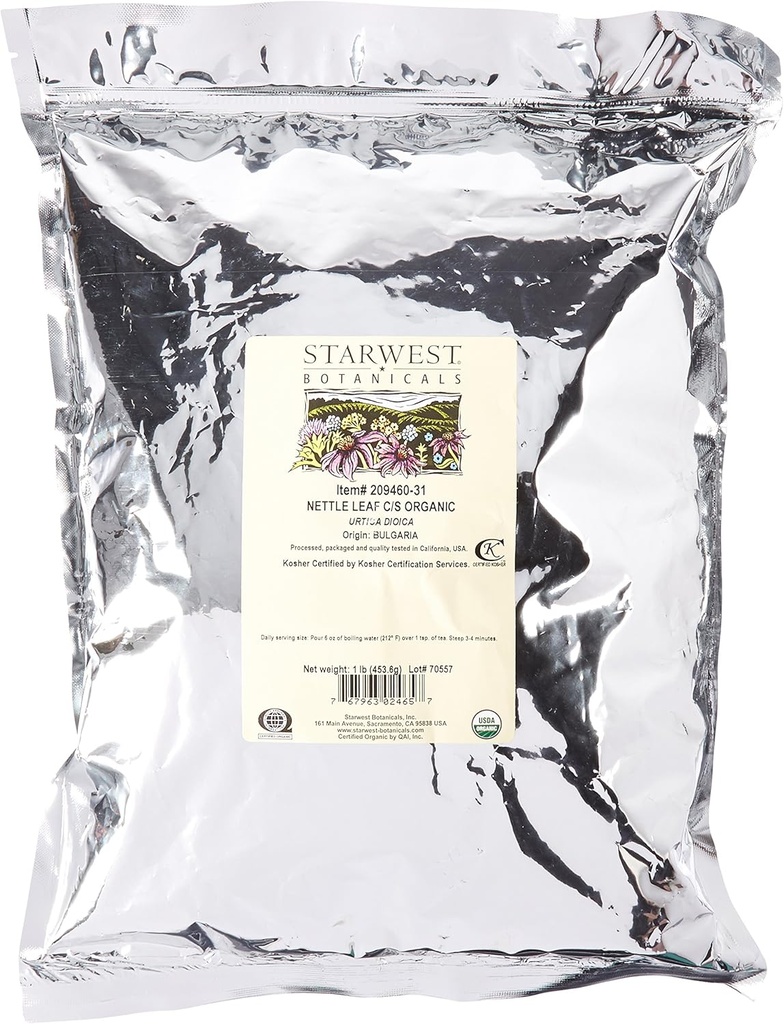 Starwest Botanicals Biologische Nettle Leaf Tea Loose Cut en gezeefd, 1 pond Bulk - 1 telling