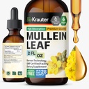 BIO KRAUTER Mullein Leaf Extract for Longs 2 Fl. Oz - 28 Days of Supply - Pure Mullein Drops for Lung Cleanse & Detox - Vegan Respiratory Supplements - Non-GMO, No Sugar & Alcohol