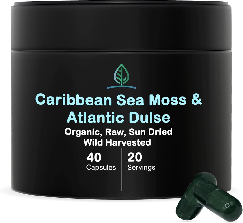 Holistic Bin Biologische Zee Mos Capsules 100% Pure Caribische Zee Mos + Dulse Zeewier 