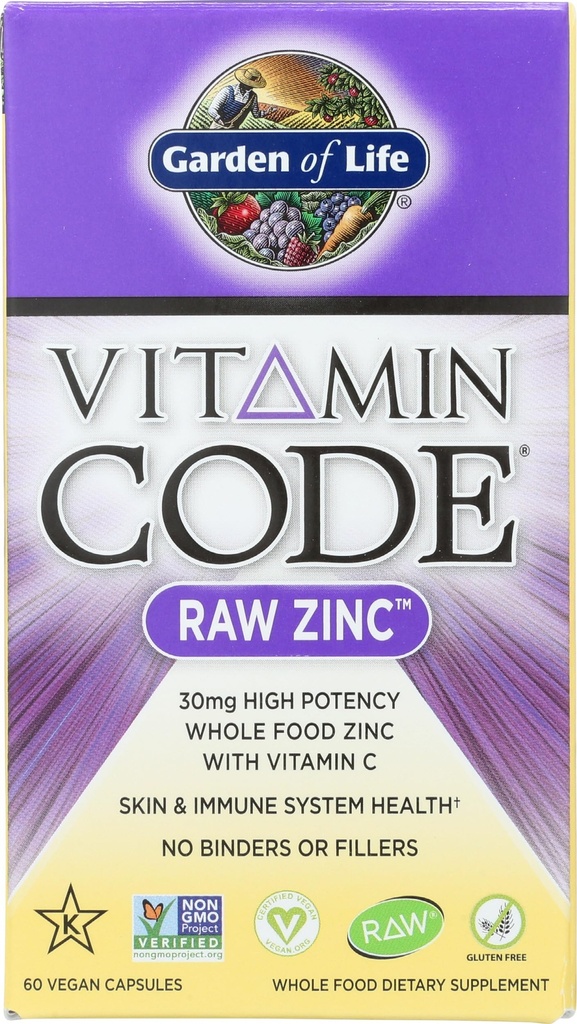 GARDEN OF LIFE Vitamine Code Zink Vegan Capsules, 60 CT